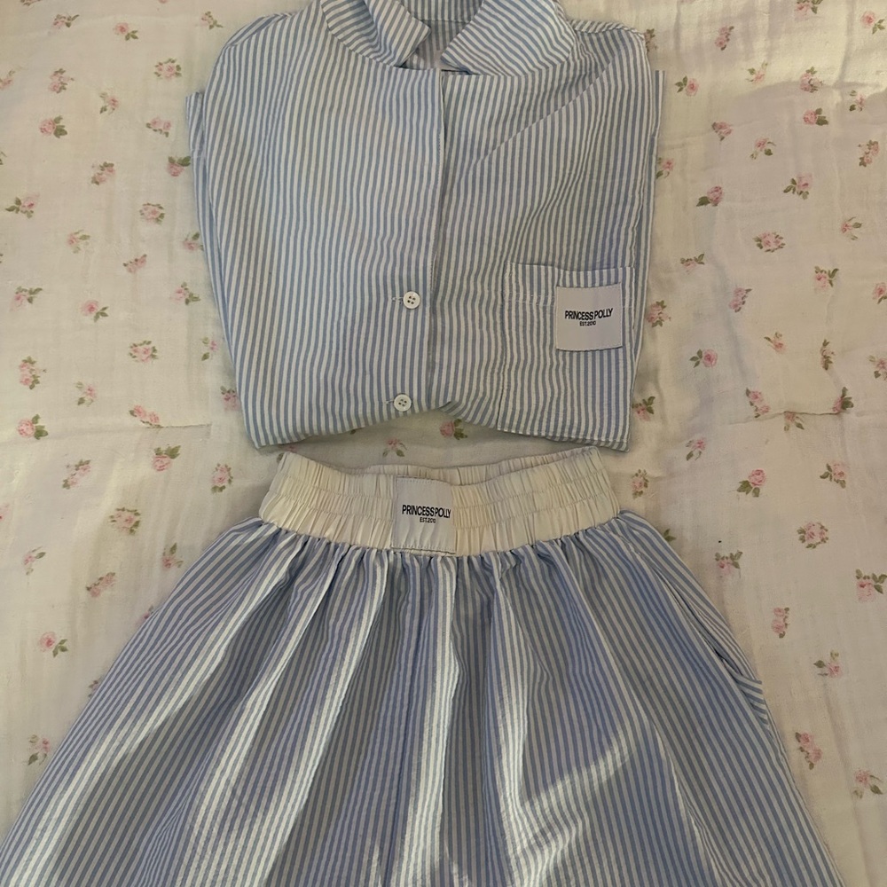 Princess Polly Blue Striped Two-Piece Pajama Set